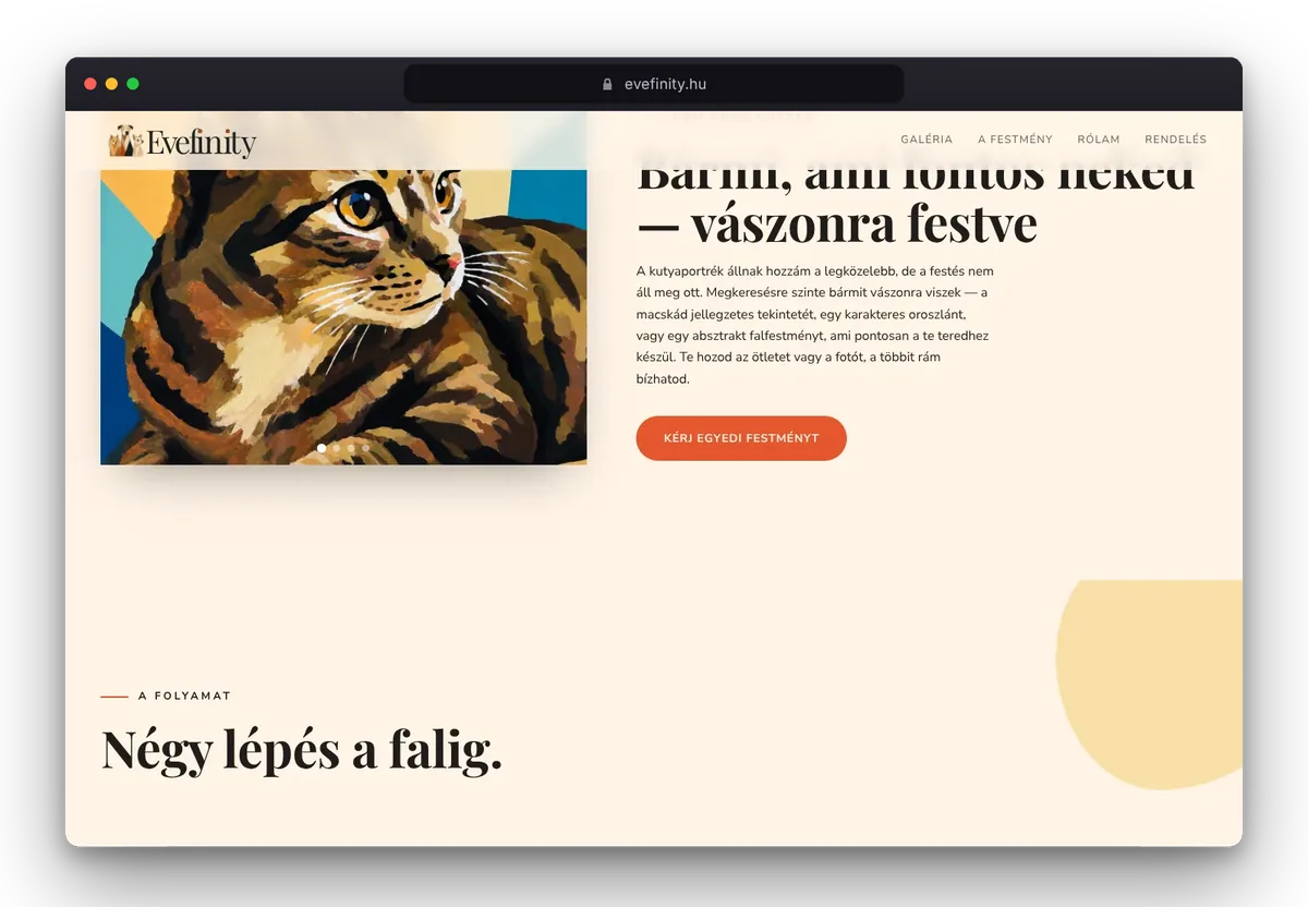 Website von Evefinity im Browser, Ansicht 6