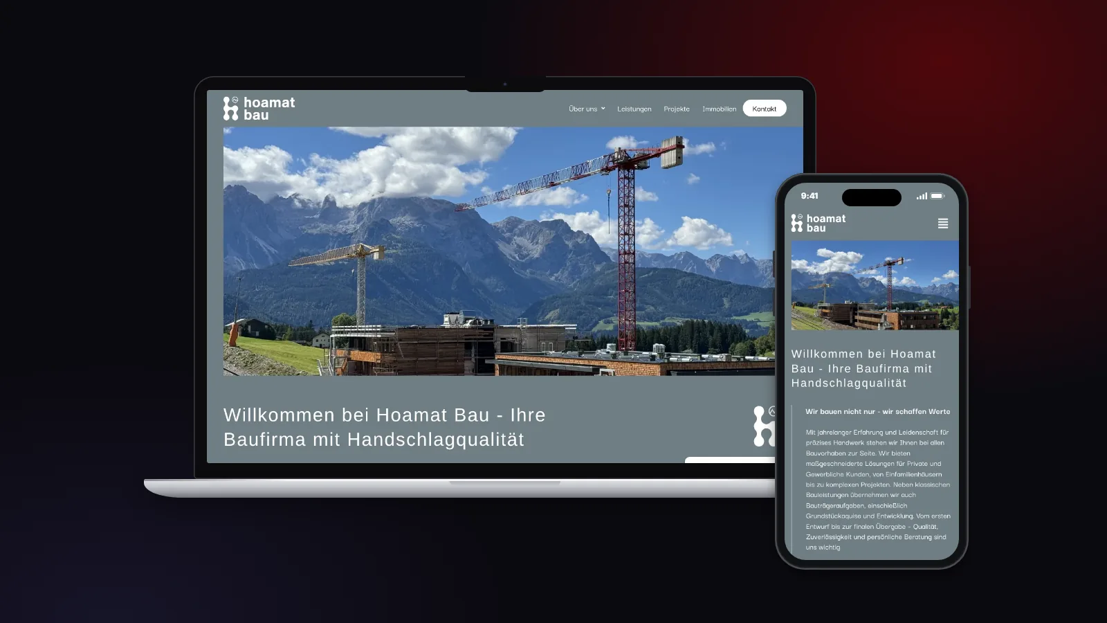 Website von Hoamatbau auf Laptop und Smartphone