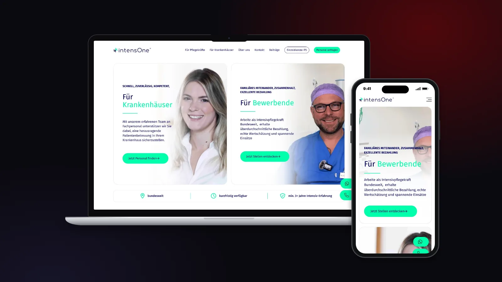 Website von intensOne auf Laptop und Smartphone