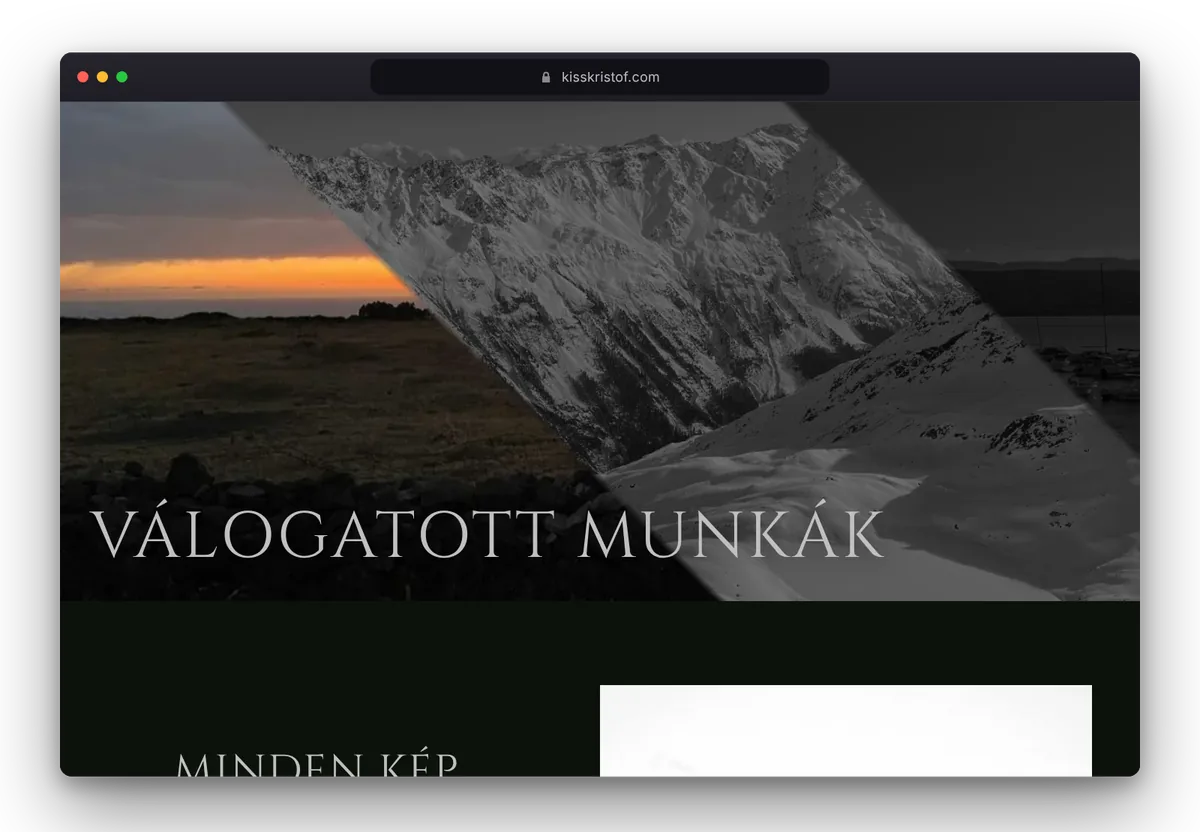 Website von Kiss Kristóf im Browser, Ansicht 2