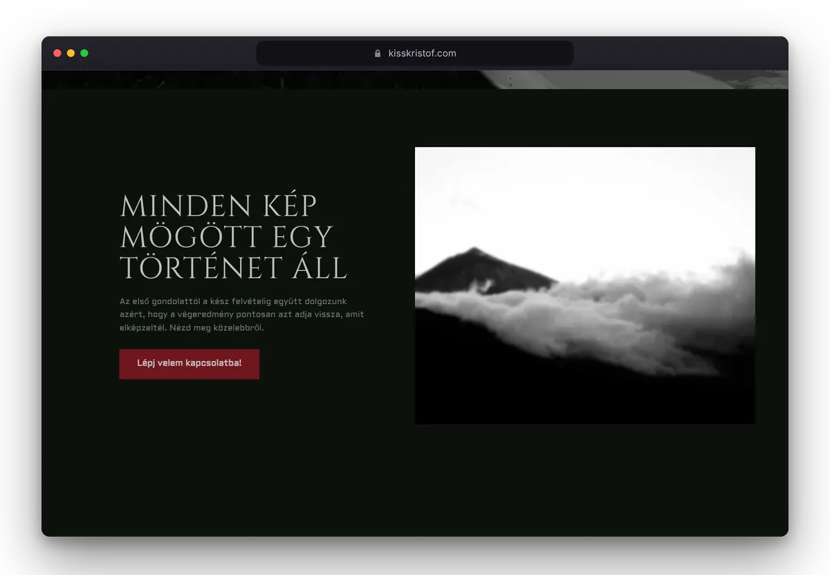 Website von Kiss Kristóf im Browser, Ansicht 3
