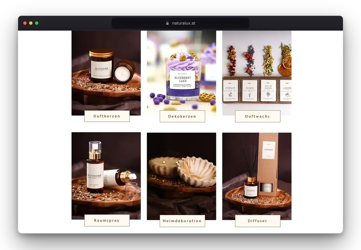 Website von Naturalux im Browser, Ansicht 4
