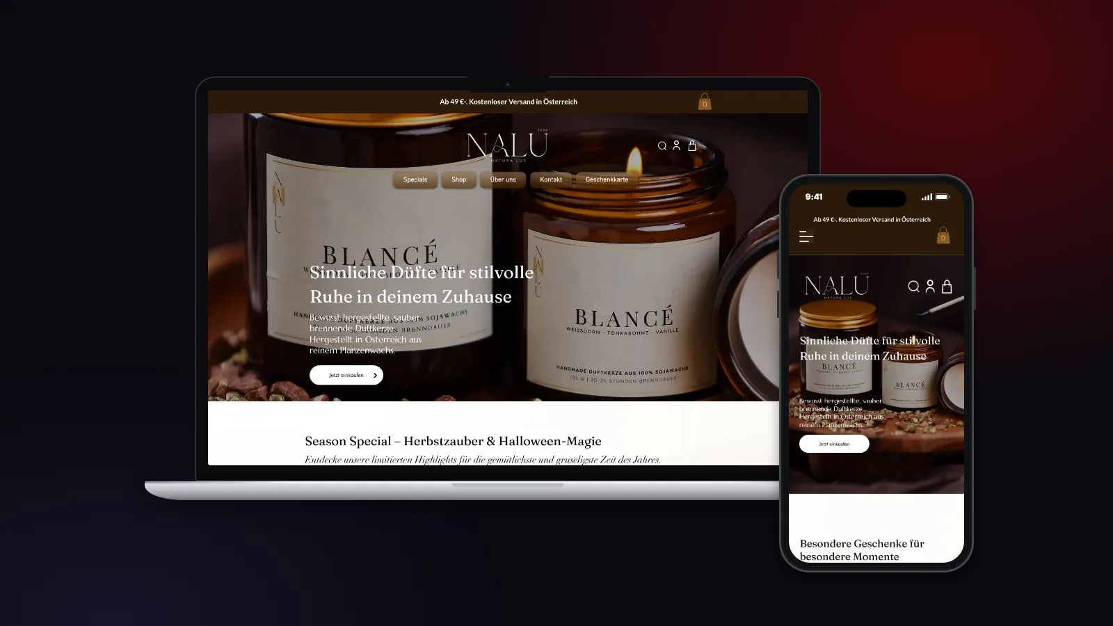 Website von Naturalux auf Laptop und Smartphone