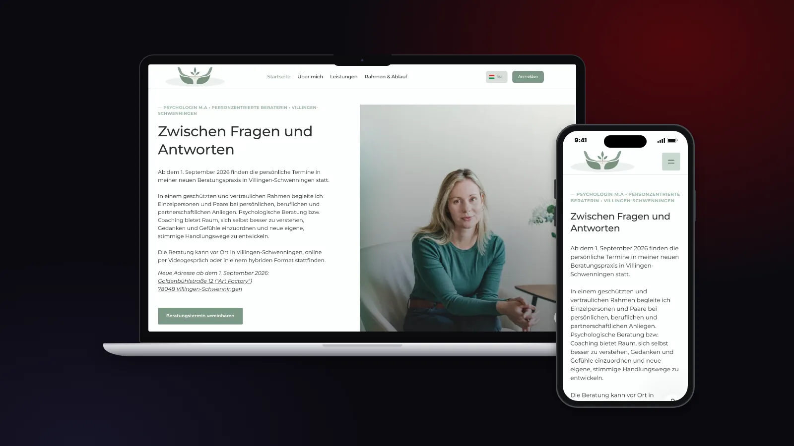 Website von Réka Kurfürst auf Laptop und Smartphone